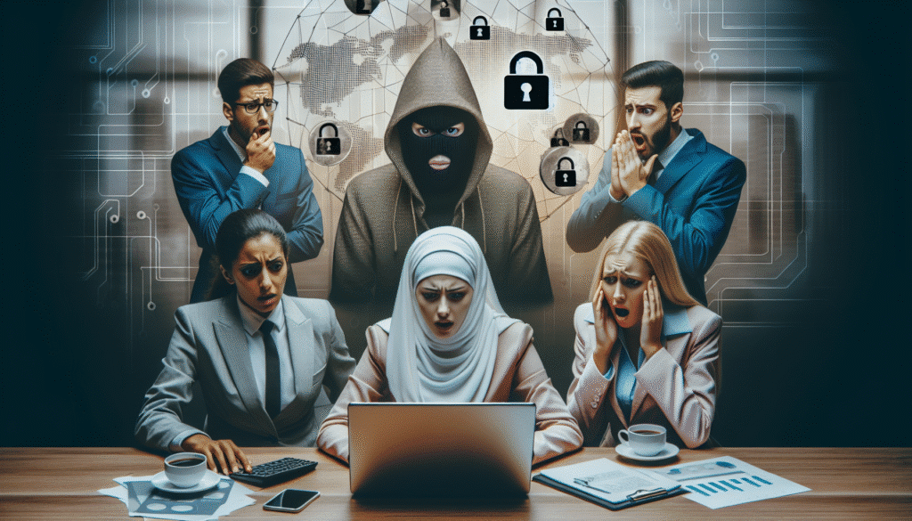 Symbolischer Hacker-Angriff auf einen Laptop als Warnung für IT-Sicherheitsrisiken in Unternehmen