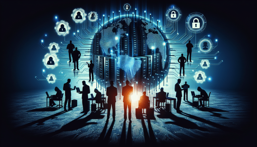 Unternehmensnetzwerk von digitalen Cyberbedrohungen umgeben