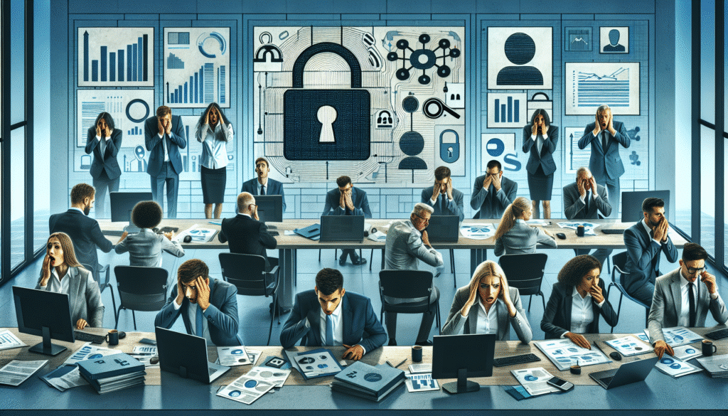 Mitarbeiter in einem Büro, die auf eine unangekündigte Datenschutzprüfung vorbereitet werden.