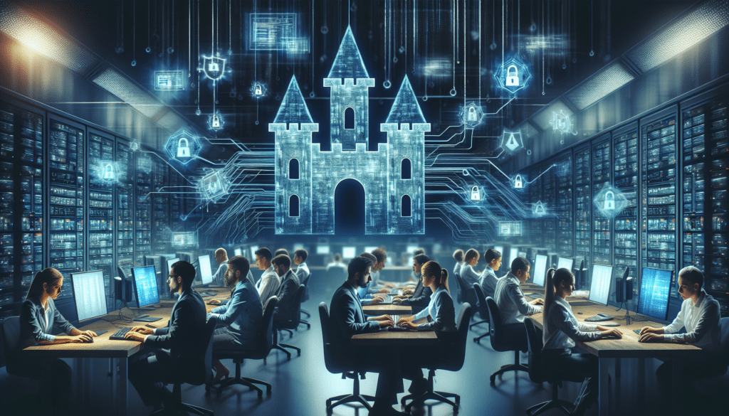 IT-Experten arbeiten angespannt an Computern, um Sicherheitsbedrohungen abzuwehren.