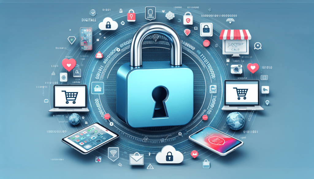 Visuelle Darstellung des Datenschutzes in sich wandelnden Onlineshops im Kontext des neuen § 356a BGB.